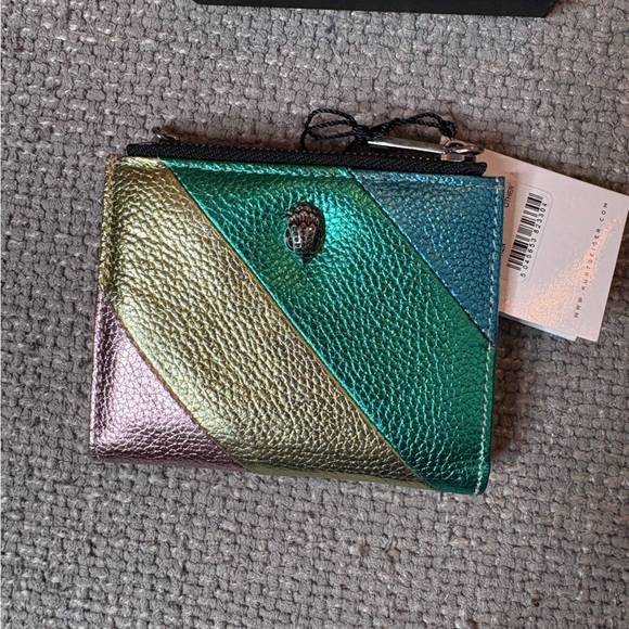 Kurt Geiger Mini Kensington Metallic Leather Bifold Wallet Pink Multi Eagle Head - Picture 13 of 16